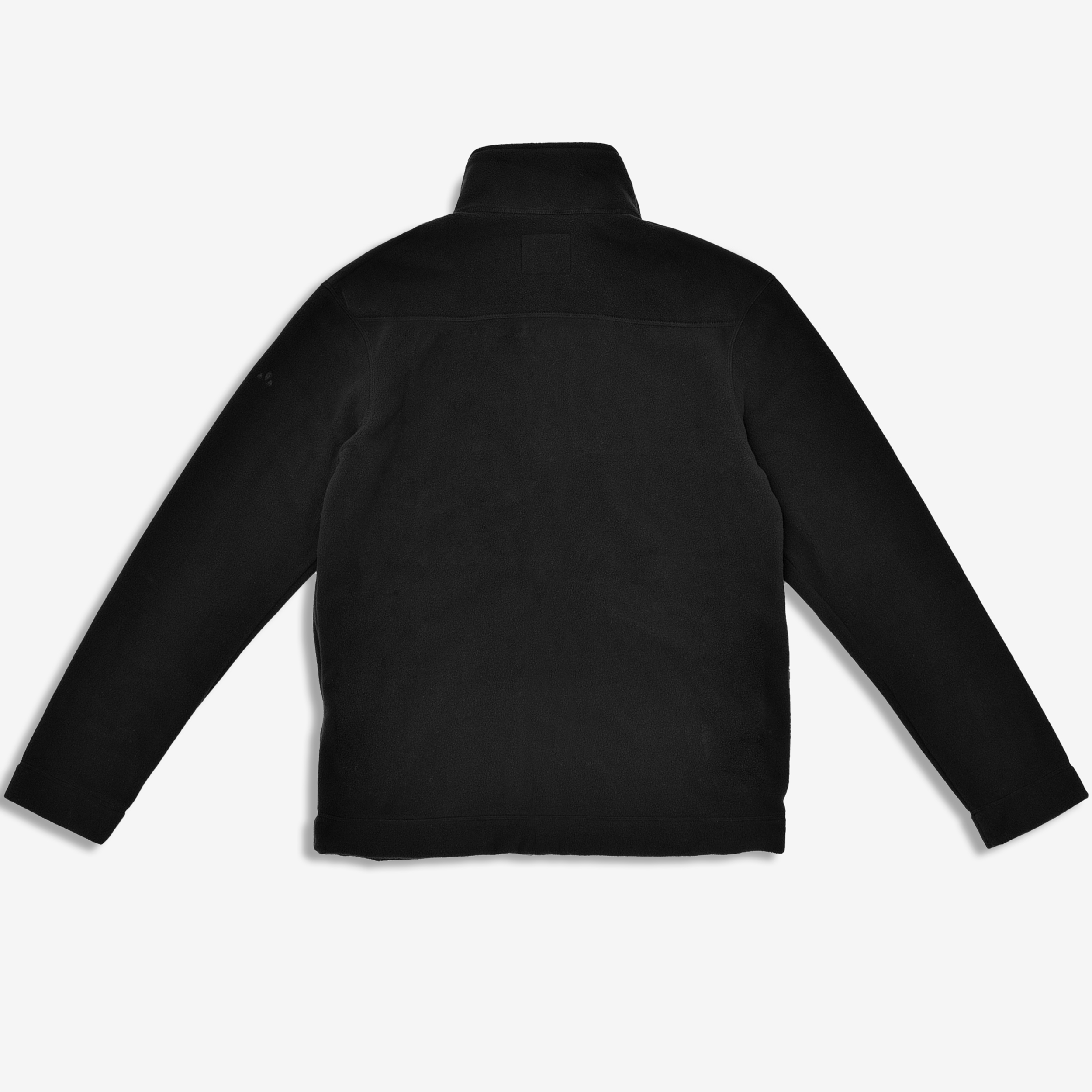 Fleecejacke, Schwarz, Stehkragen, Langarm, Einfarbig
