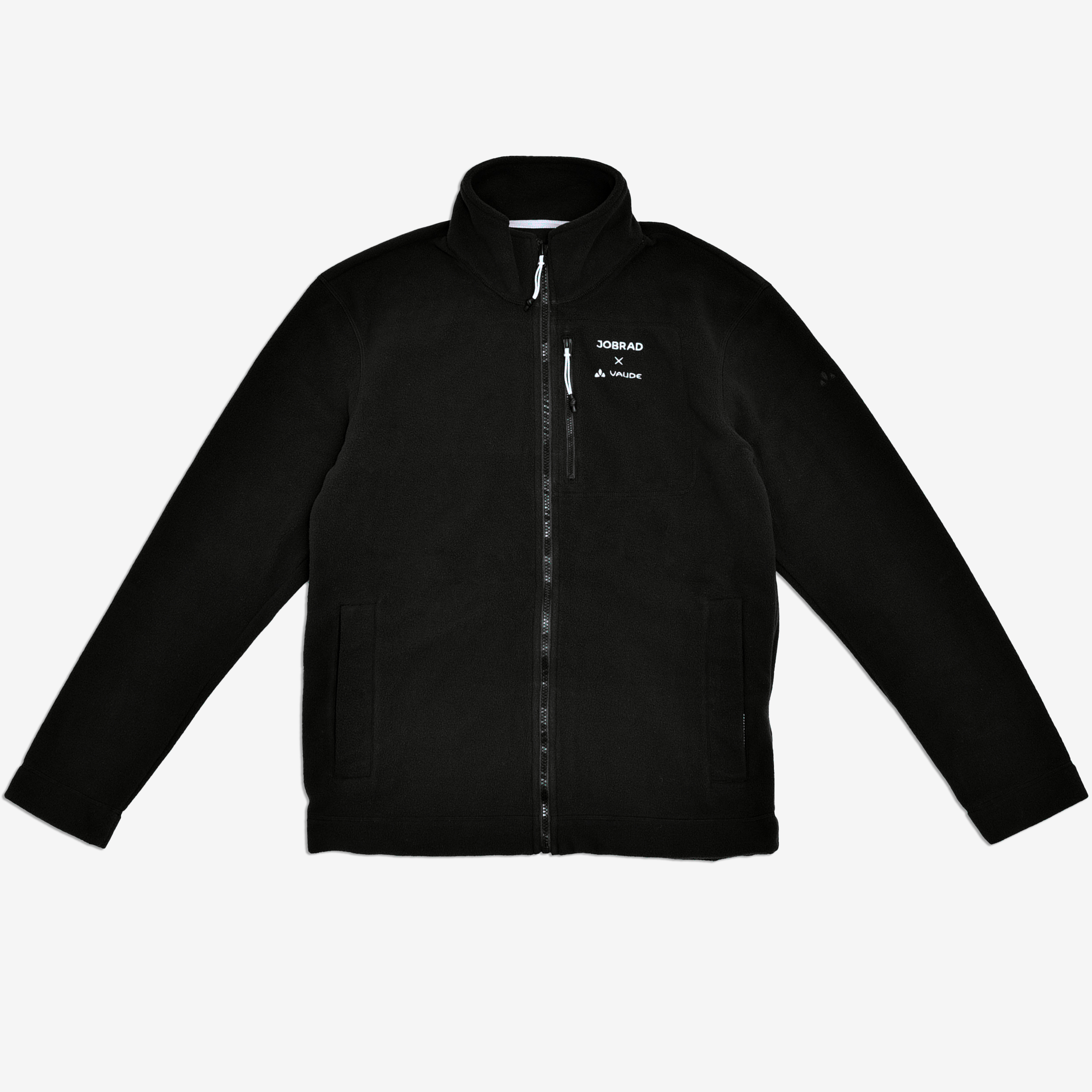 Fleecejacke, Schwarz, Stehkragen, Reißverschluss, Seitentaschen
